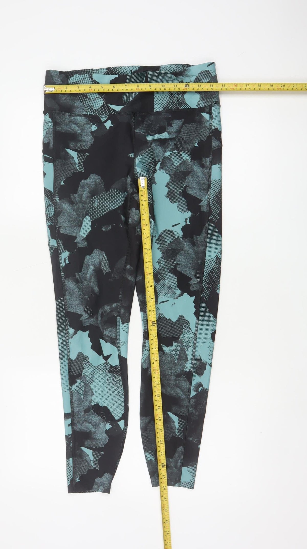 Marks & Spencer Goodmove Women Blue Black Geometric Gym Leggings UK 12