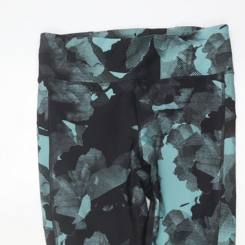 Marks & Spencer Goodmove Women Blue Black Geometric Gym Leggings UK 12
