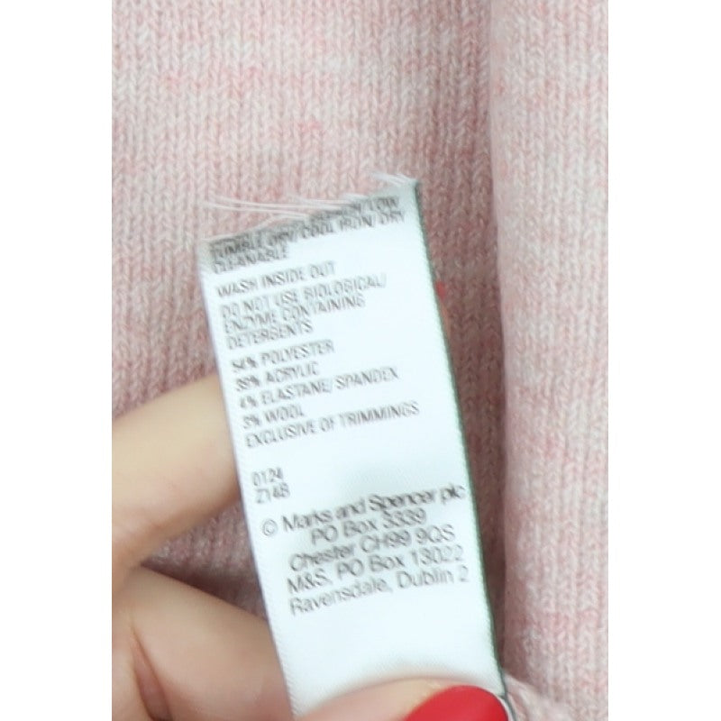 Marks and Spencer Women’s Pink L V-Neck Knit Pullover Jumper