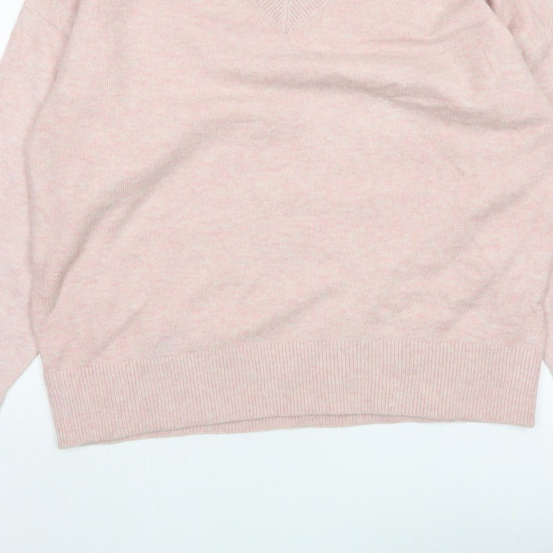 Marks and Spencer Women’s Pink L V-Neck Knit Pullover Jumper