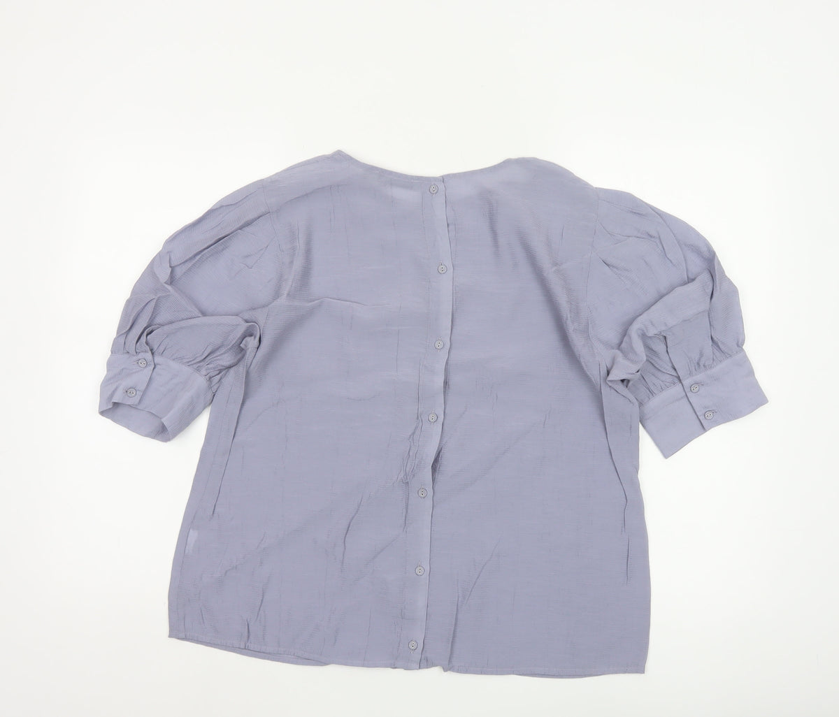 Oasis Women Purple UK 16 Puff Sleeve Button Back Blouse