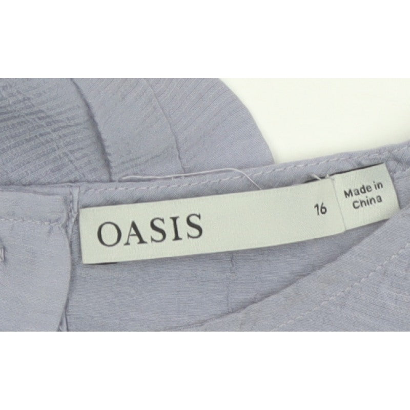 Oasis Women Purple UK 16 Puff Sleeve Button Back Blouse