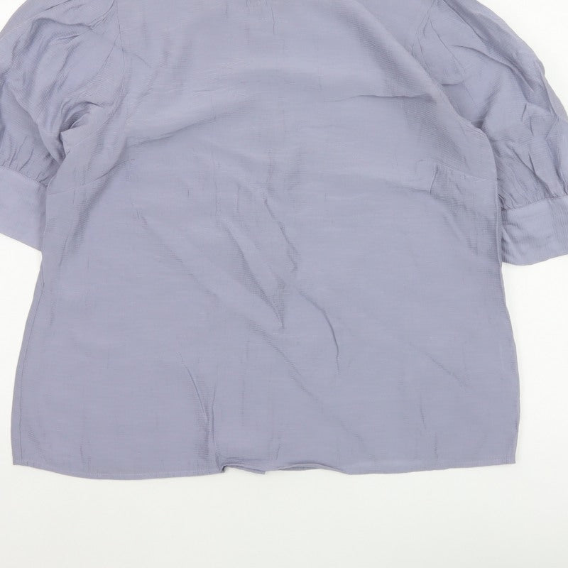 Oasis Women Purple UK 16 Puff Sleeve Button Back Blouse