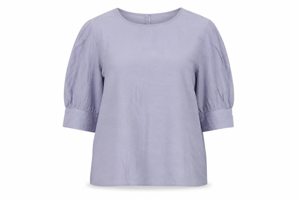 Oasis Women Purple UK 16 Puff Sleeve Button Back Blouse