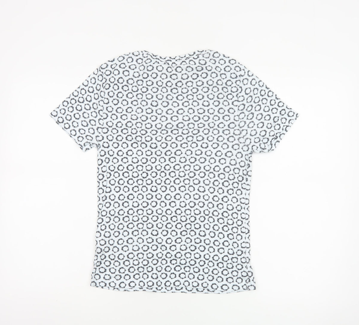 Marks and Spencer Women White Black UK 12 Basic Geometric Cotton T-Shirt