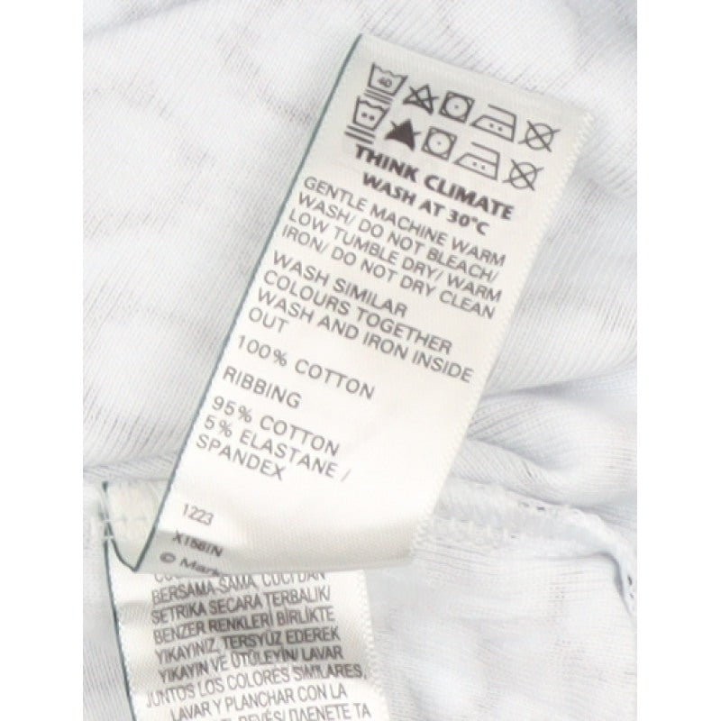 Marks and Spencer Women White Black UK 12 Basic Geometric Cotton T-Shirt