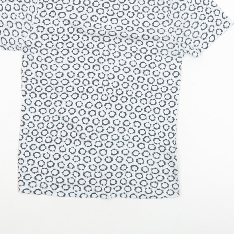Marks and Spencer Women White Black UK 12 Basic Geometric Cotton T-Shirt