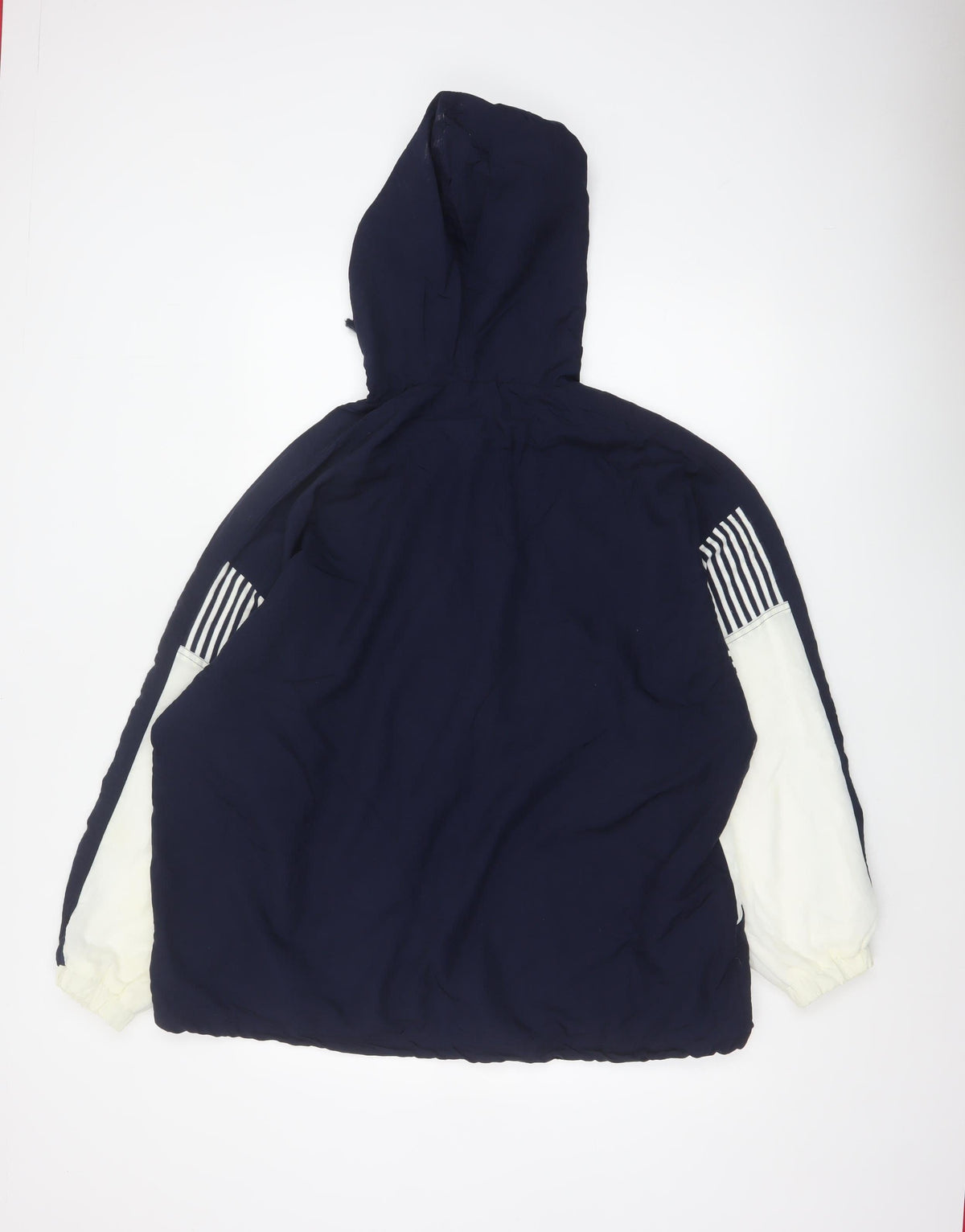 St Michael Women’s Navy Blue Stripe Hooded Half Zip Jacket UK 16