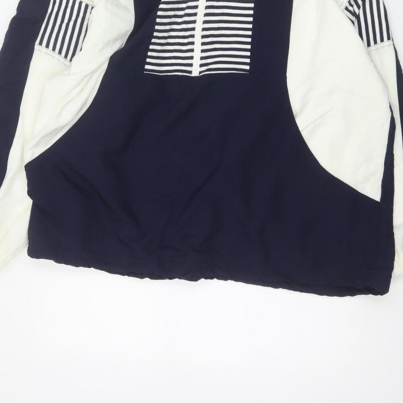 St Michael Women’s Navy Blue Stripe Hooded Half Zip Jacket UK 16