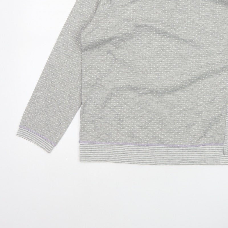 White Stuff Women Grey Stripe Jersey Pocket Top UK 16 Long Sleeve