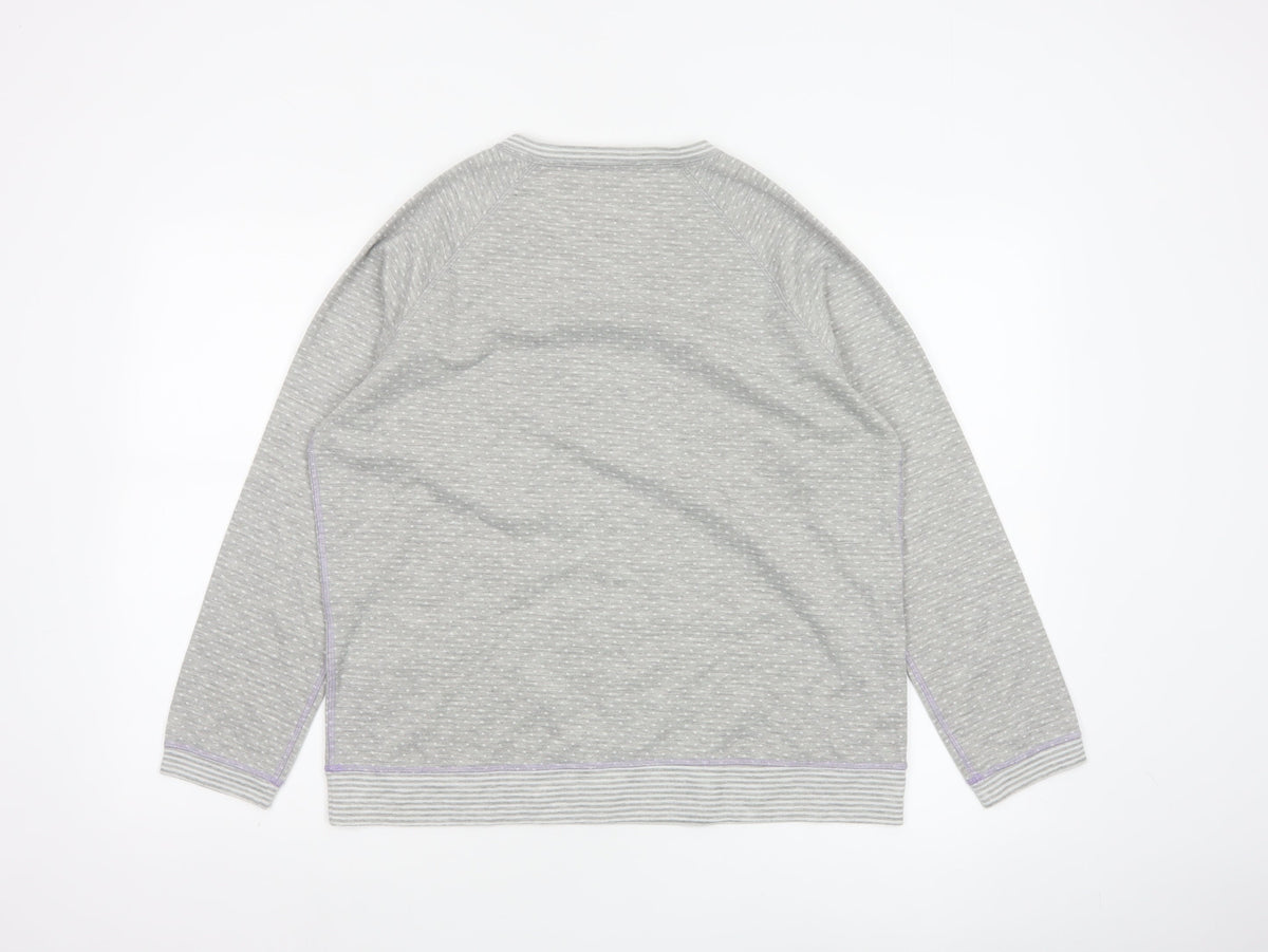 White Stuff Women Grey Stripe Jersey Pocket Top UK 16 Long Sleeve