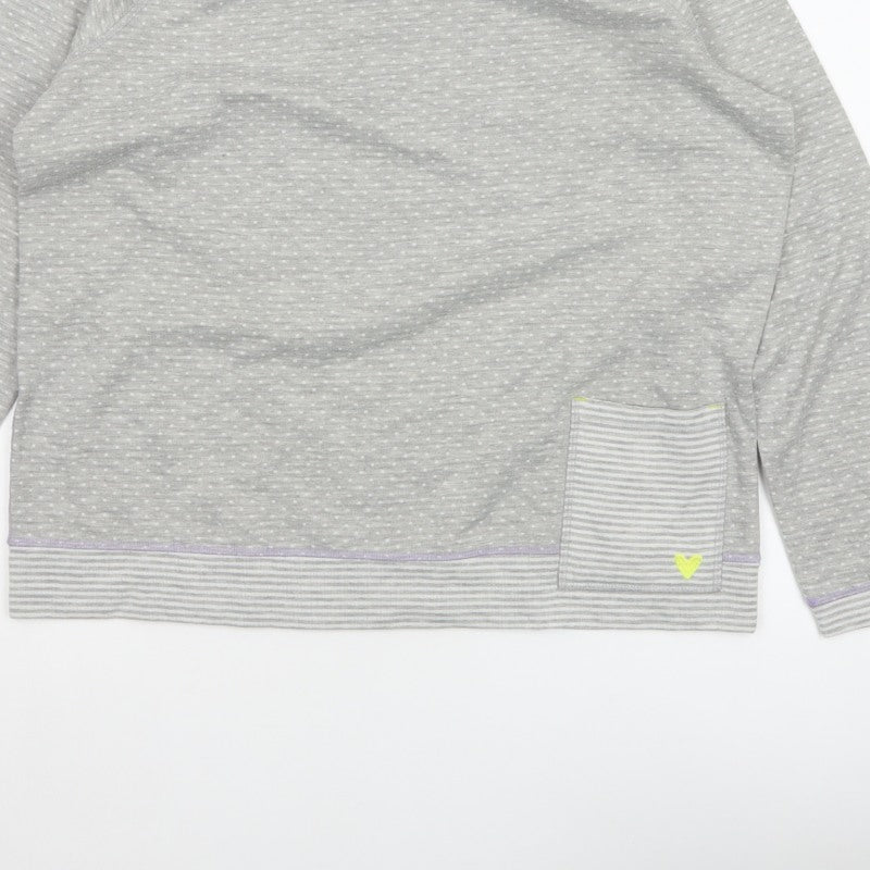 White Stuff Women Grey Stripe Jersey Pocket Top UK 16 Long Sleeve