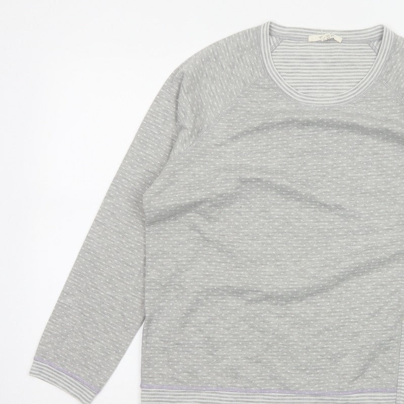 White Stuff Women Grey Stripe Jersey Pocket Top UK 16 Long Sleeve