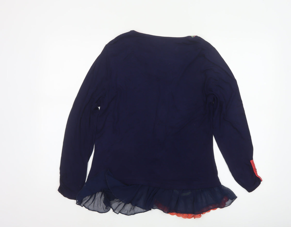 Joe Browns Women’s Blue Floral Trim Embroidered Tunic Blouse UK 14