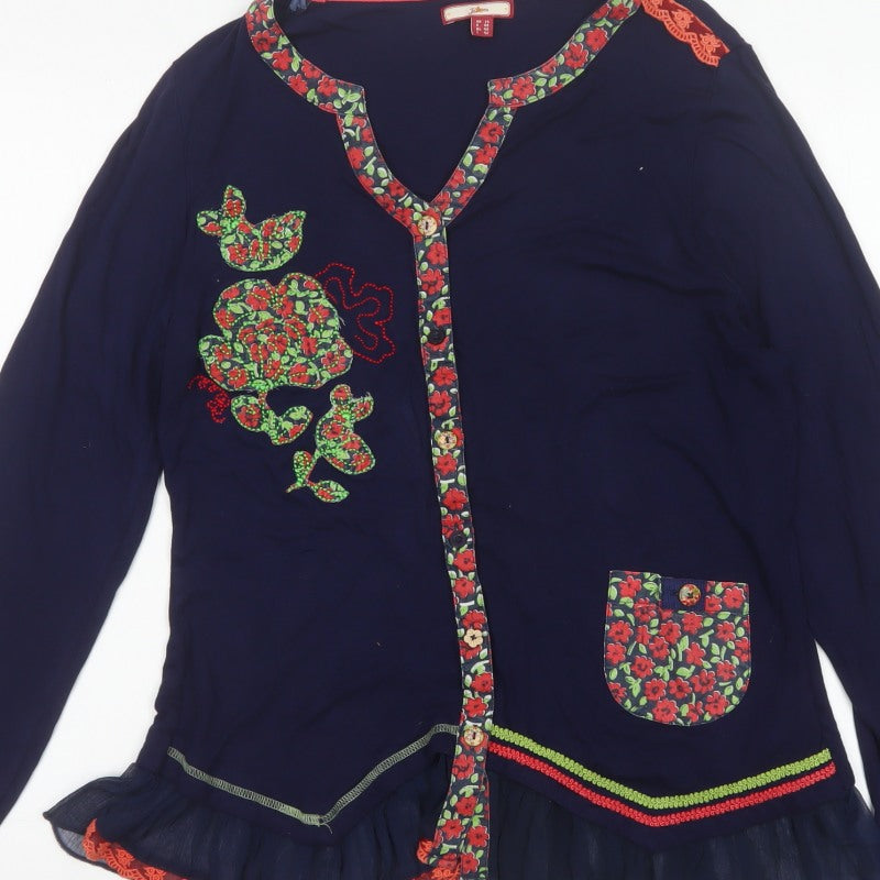 Joe Browns Women’s Blue Floral Trim Embroidered Tunic Blouse UK 14