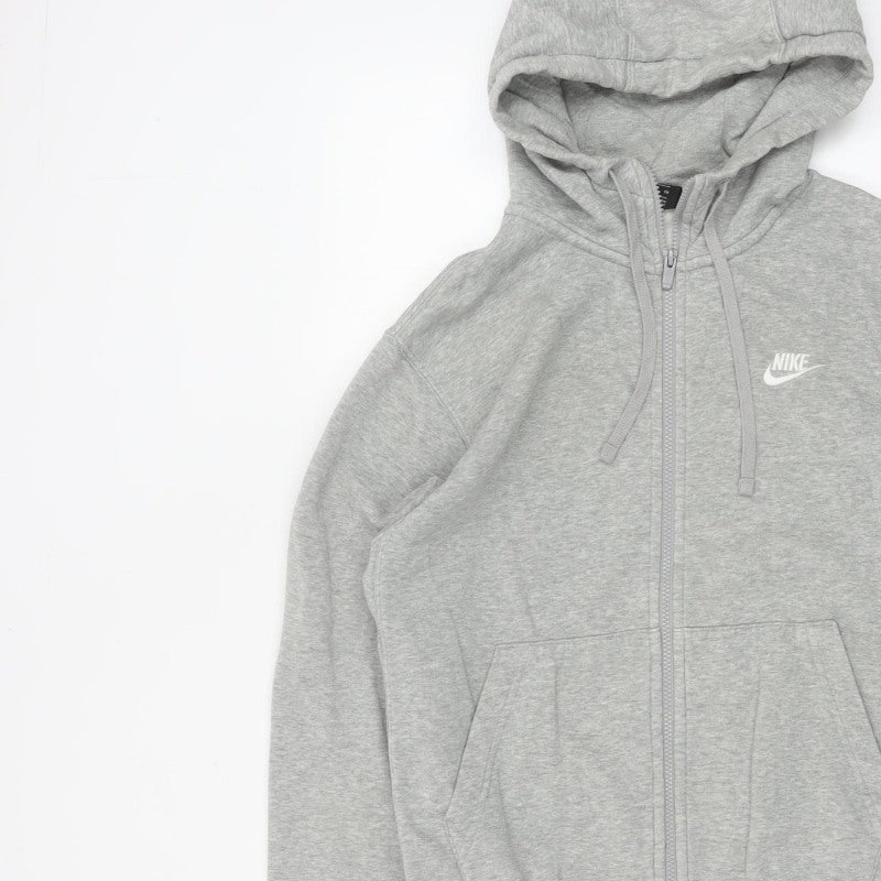 Nike Men’s Grey L Full Zip Hooded Fleece Sweatshirt Logo