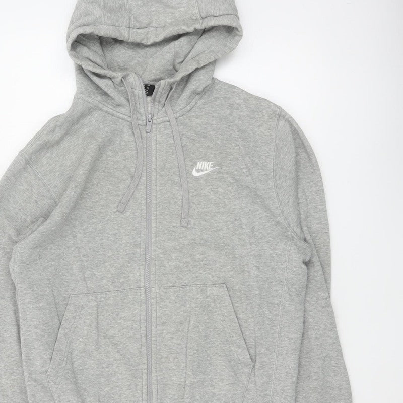 Nike Men’s Grey L Full Zip Hooded Fleece Sweatshirt Logo