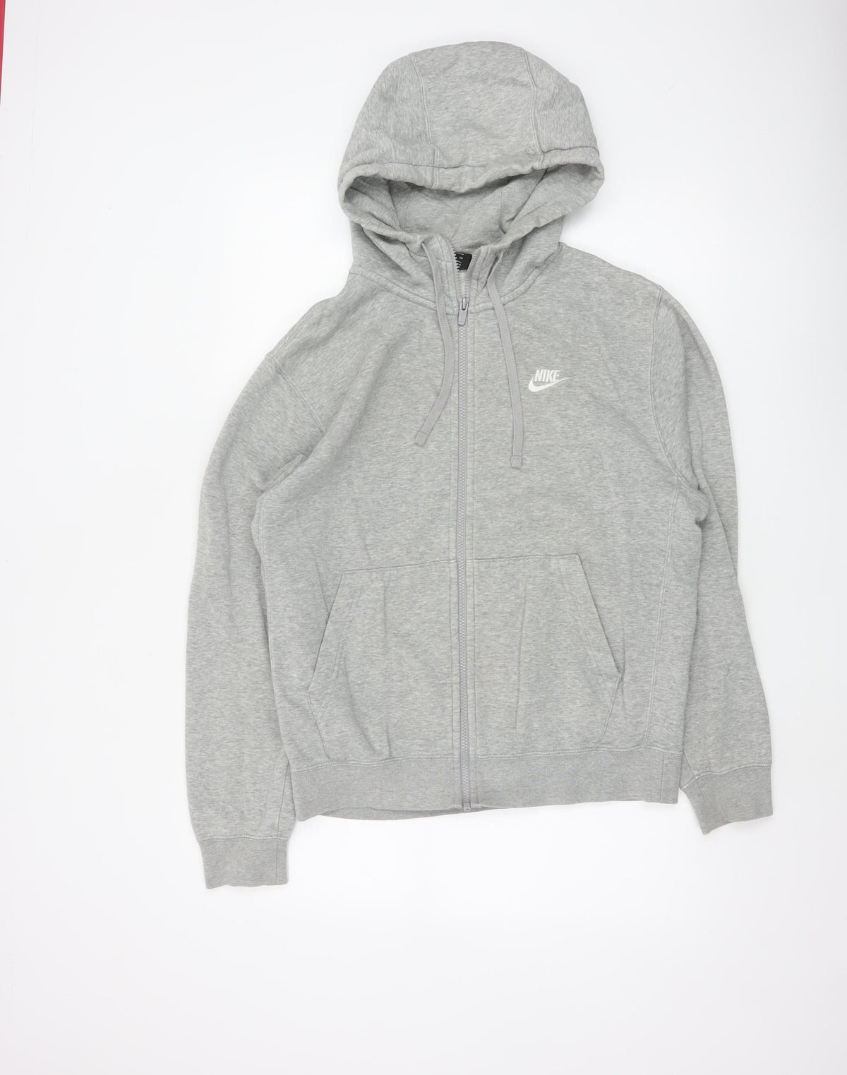 Nike Men’s Grey L Full Zip Hooded Fleece Sweatshirt Logo