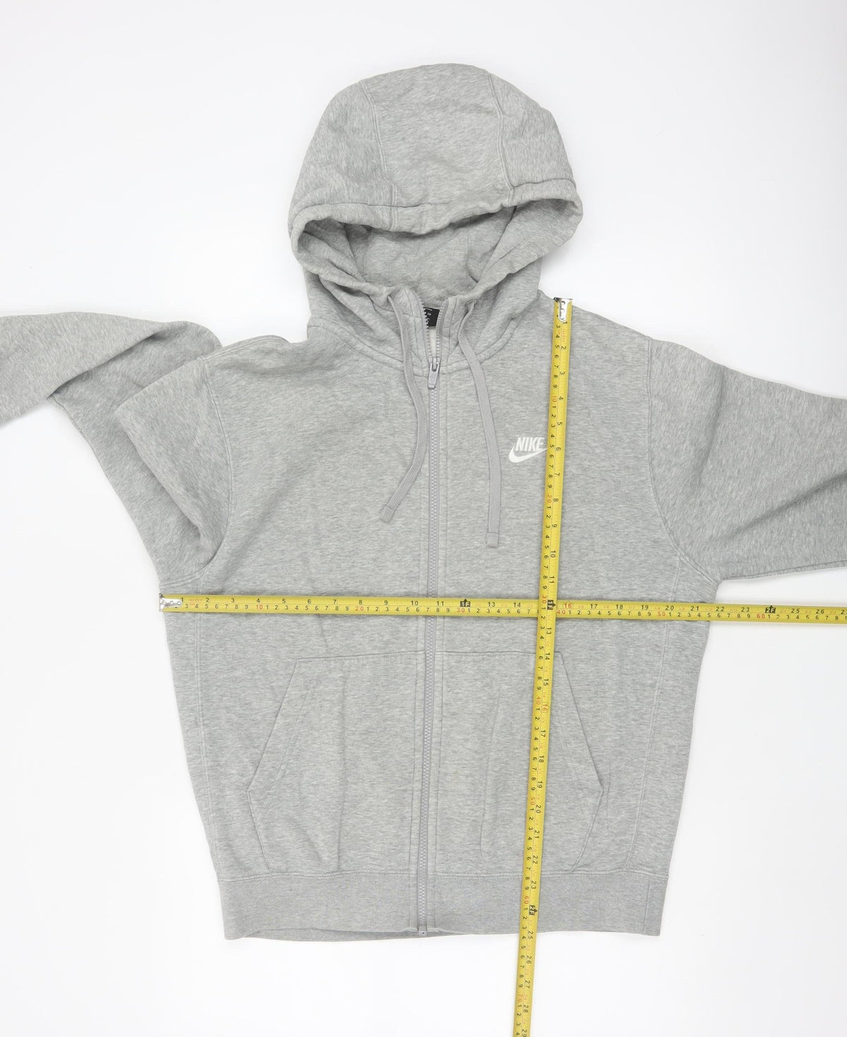 Nike Men’s Grey L Full Zip Hooded Fleece Sweatshirt Logo