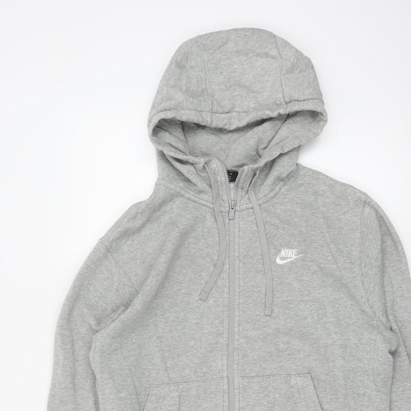 Nike Men’s Grey L Full Zip Hooded Fleece Sweatshirt Logo