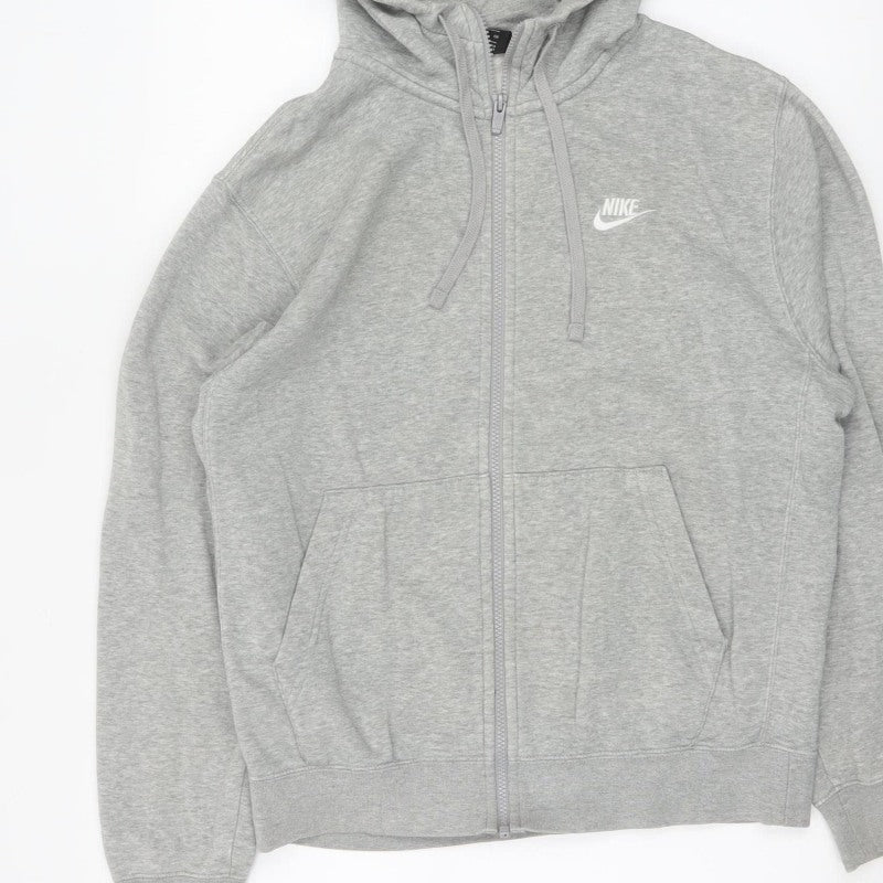 Nike Men’s Grey L Full Zip Hooded Fleece Sweatshirt Logo