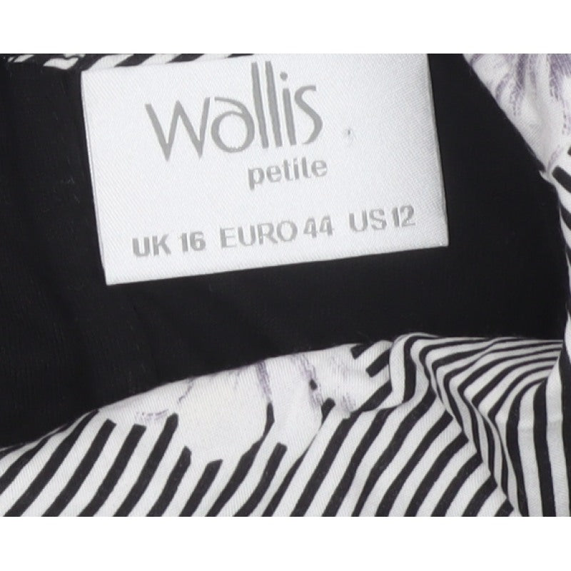 Wallis Petite Women’s Black UK 16 Cropped Floral Trim Blouse