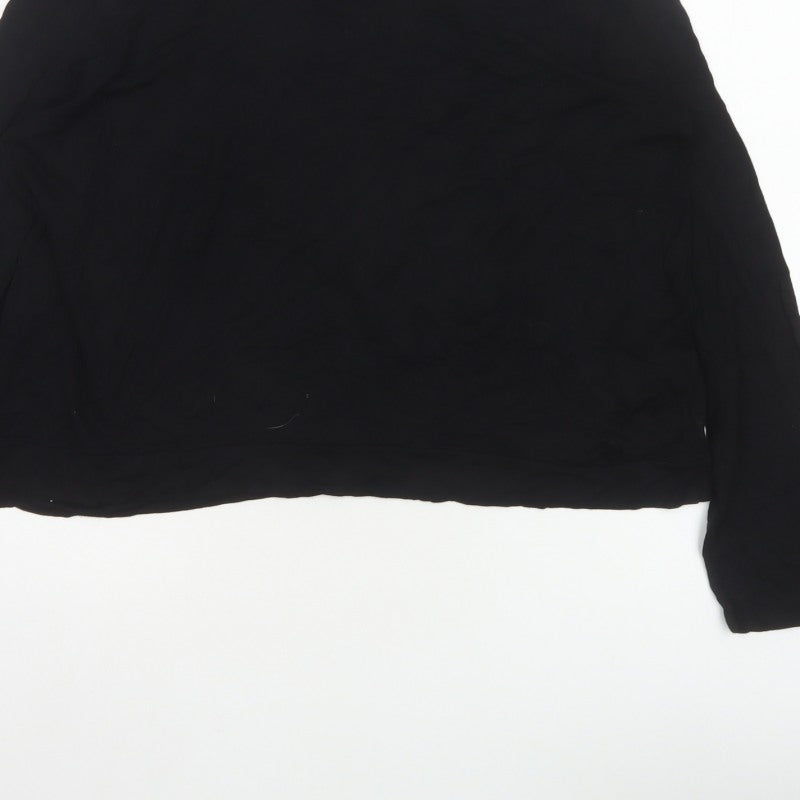 Wallis Petite Women’s Black UK 16 Cropped Floral Trim Blouse