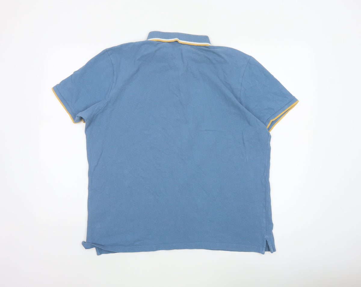 Ben Sherman Men's Blue XL Cotton Piqué Logo Polo Shirt Contrast Trim