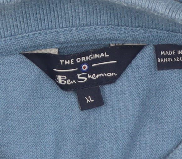 Ben Sherman Men's Blue XL Cotton Piqué Logo Polo Shirt Contrast Trim