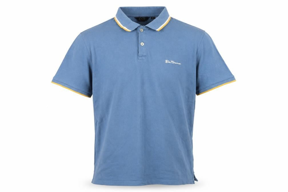 Ben Sherman Men's Blue XL Cotton Piqué Logo Polo Shirt Contrast Trim