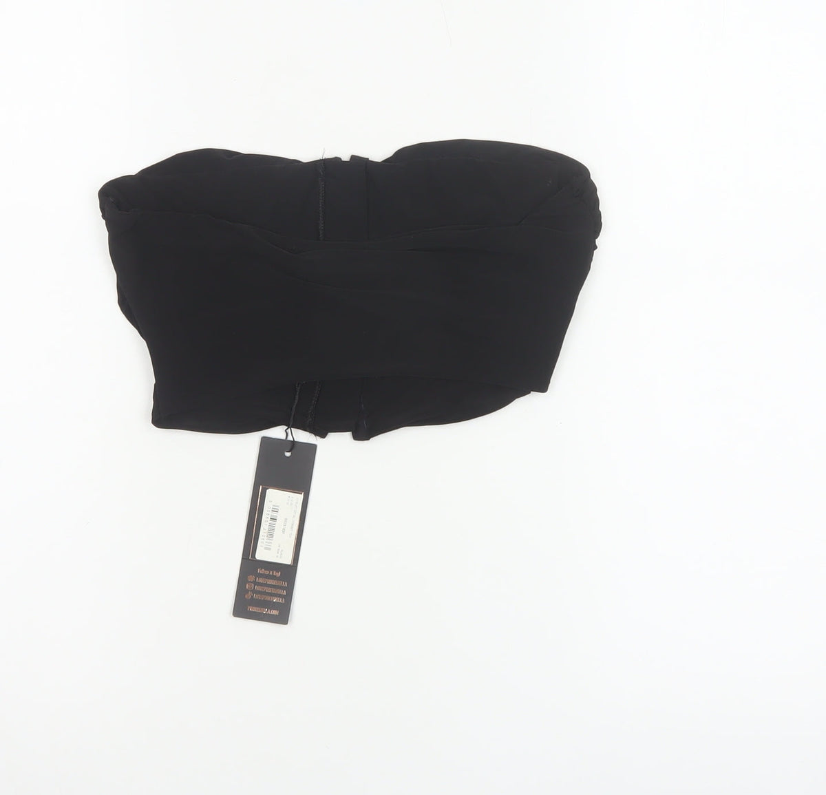 Pink Vanilla Women Black M Cropped Strapless Ruched Hook & Eye Bandeau Top