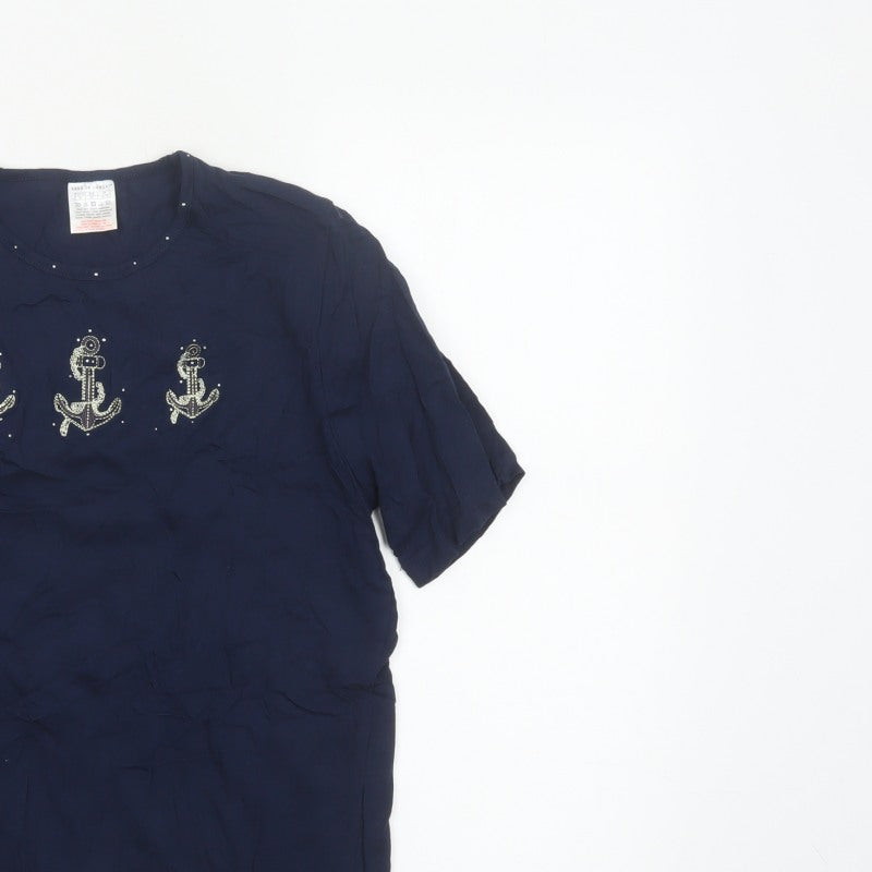 Anne de Lançay Women’s Blue UK 16 Nautical Anchor Rhinestone T-Shirt