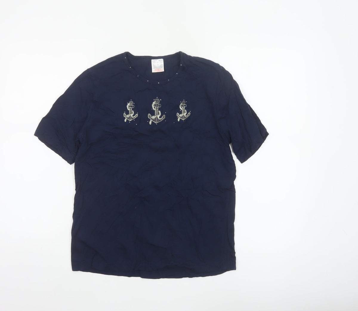 Anne de Lançay Women’s Blue UK 16 Nautical Anchor Rhinestone T-Shirt