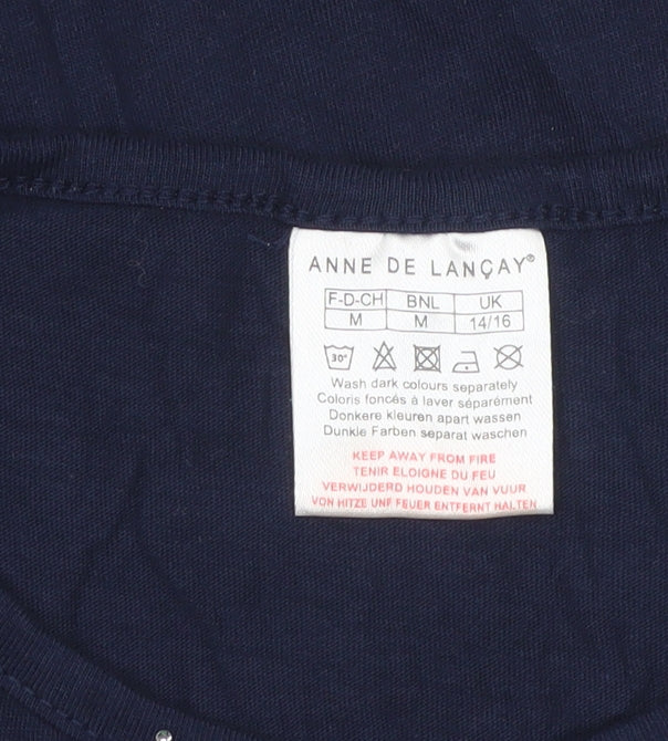 Anne de Lançay Women’s Blue UK 16 Nautical Anchor Rhinestone T-Shirt