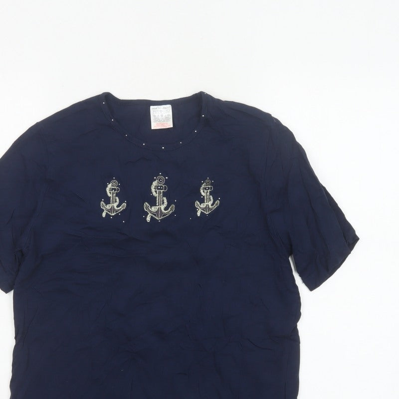 Anne de Lançay Women’s Blue UK 16 Nautical Anchor Rhinestone T-Shirt