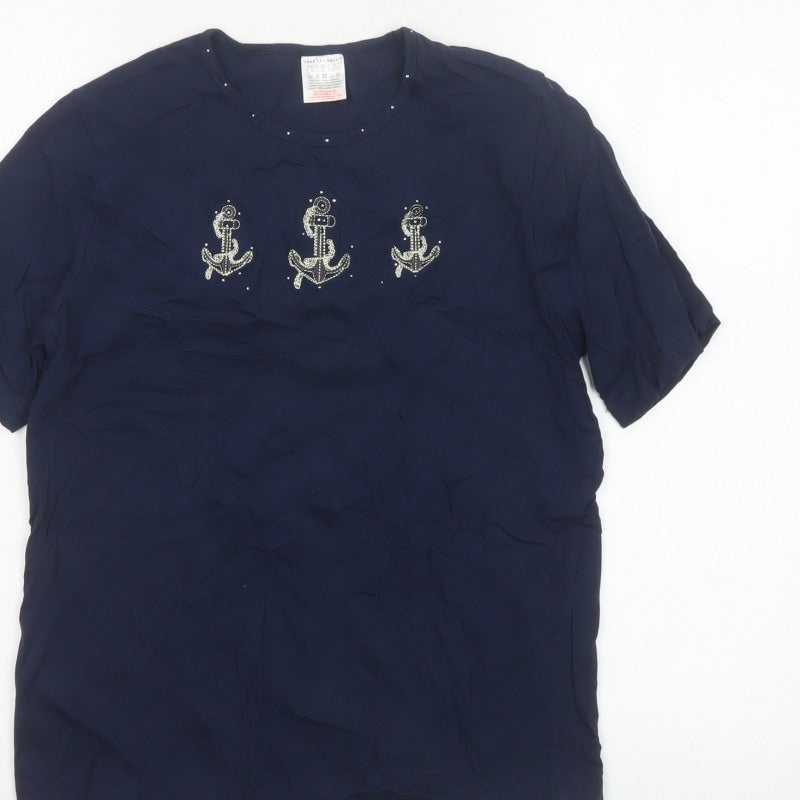 Anne de Lançay Women’s Blue UK 16 Nautical Anchor Rhinestone T-Shirt