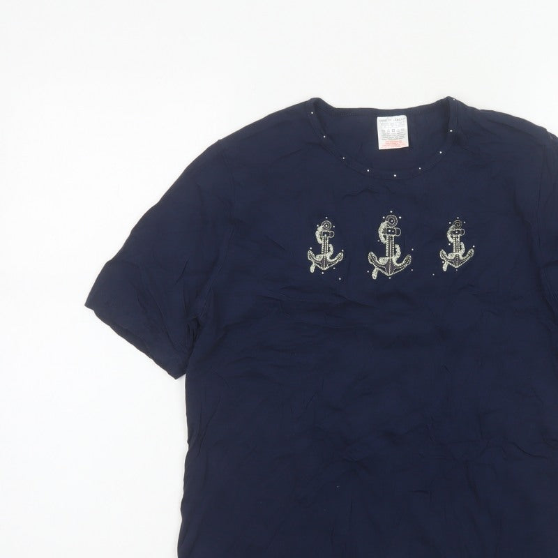 Anne de Lançay Women’s Blue UK 16 Nautical Anchor Rhinestone T-Shirt