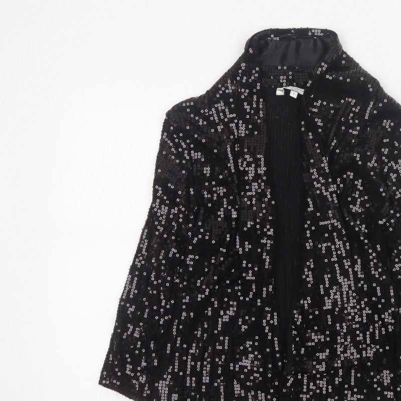 Look Women’s Black Size 12 Sequin Geometric Open Long Jacket