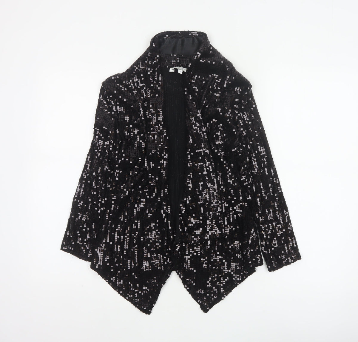 Look Women’s Black Size 12 Sequin Geometric Open Long Jacket