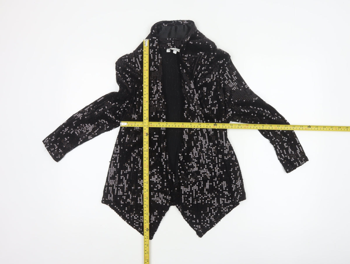 Look Women’s Black Size 12 Sequin Geometric Open Long Jacket