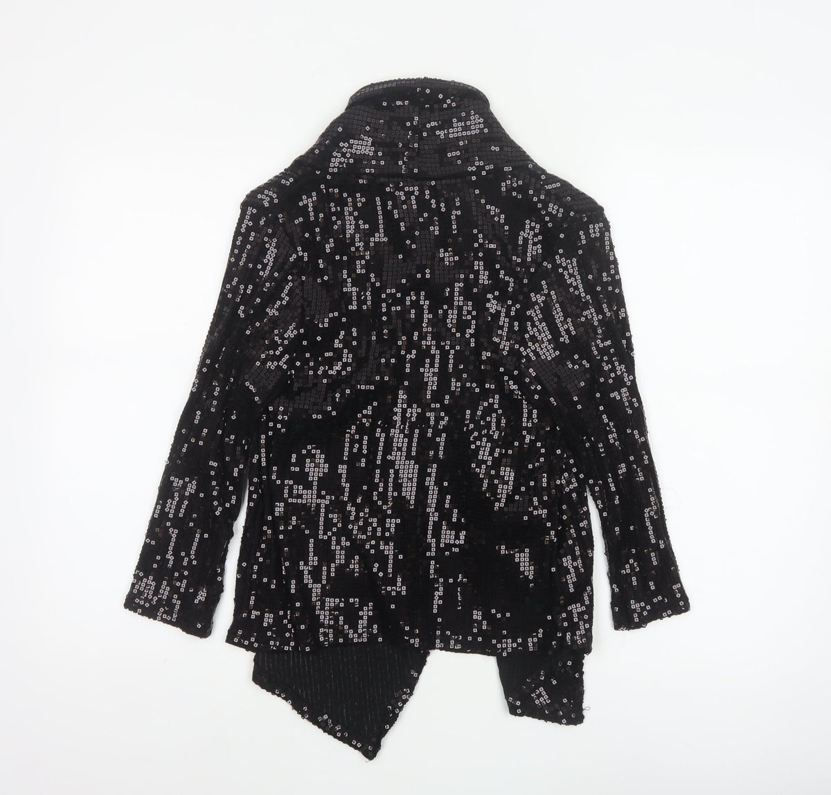 Look Women’s Black Size 12 Sequin Geometric Open Long Jacket