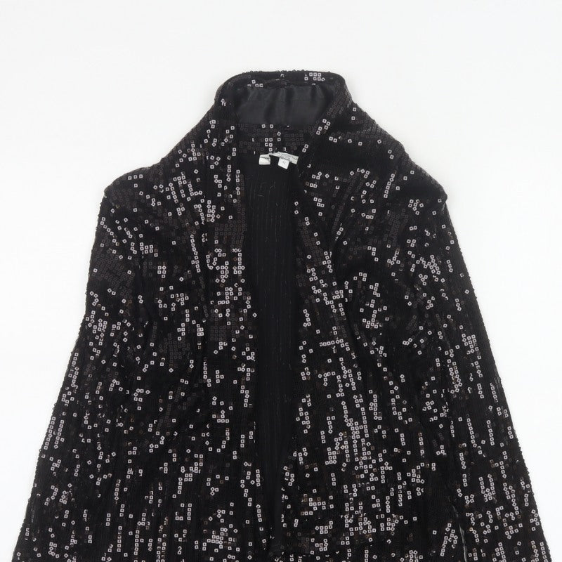 Look Women’s Black Size 12 Sequin Geometric Open Long Jacket