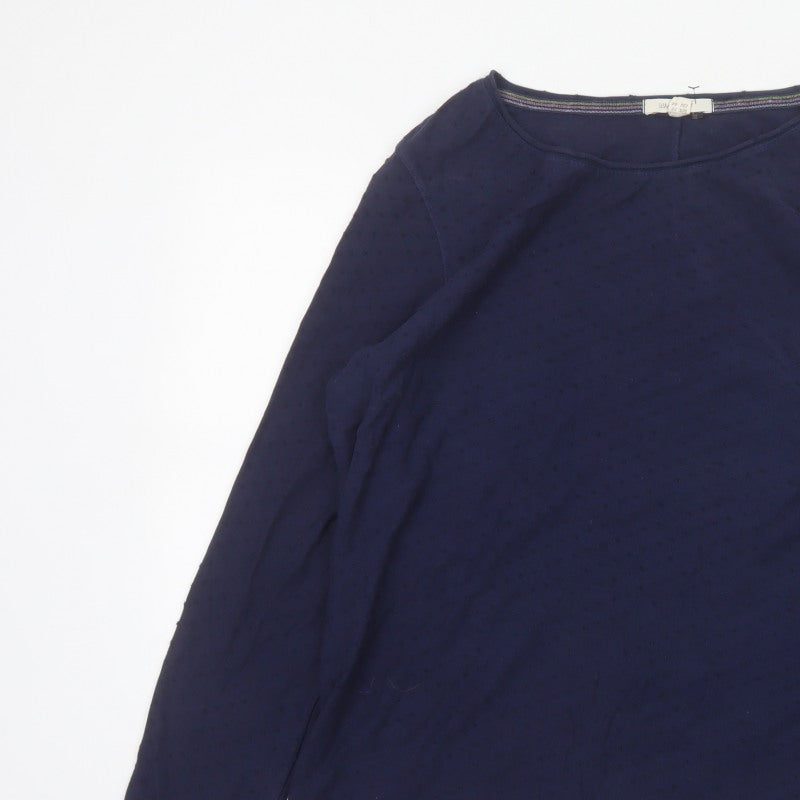 White Stuff Women’s Navy UK 16 Cotton Long Sleeve Relaxed Blouse
