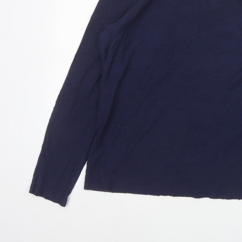 White Stuff Women’s Navy UK 16 Cotton Long Sleeve Relaxed Blouse
