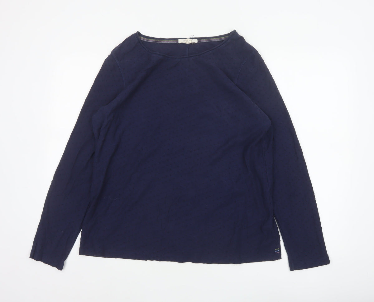 White Stuff Women’s Navy UK 16 Cotton Long Sleeve Relaxed Blouse