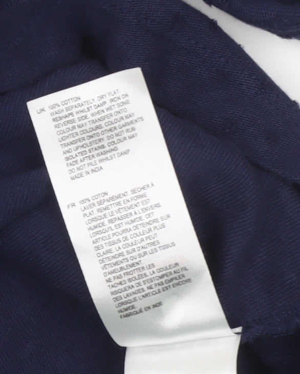 White Stuff Women’s Navy UK 16 Cotton Long Sleeve Relaxed Blouse