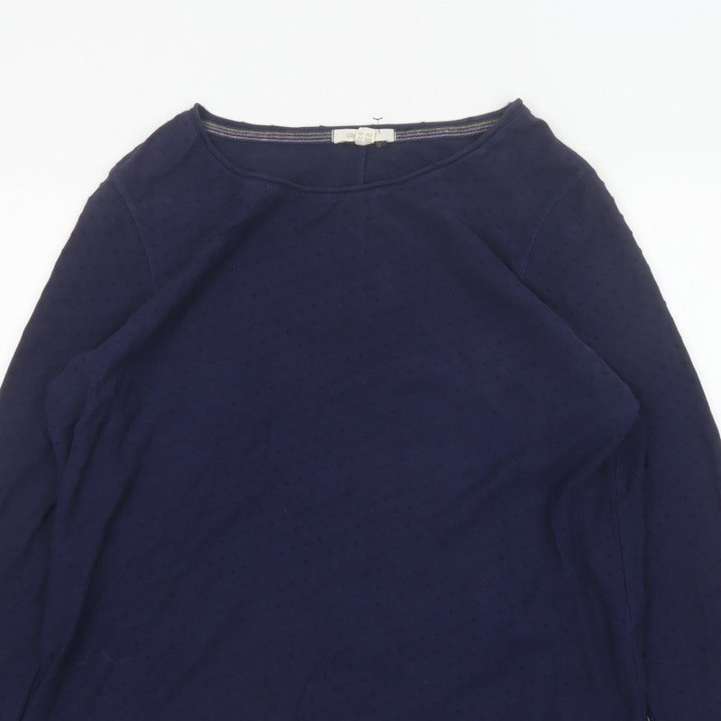 White Stuff Women’s Navy UK 16 Cotton Long Sleeve Relaxed Blouse