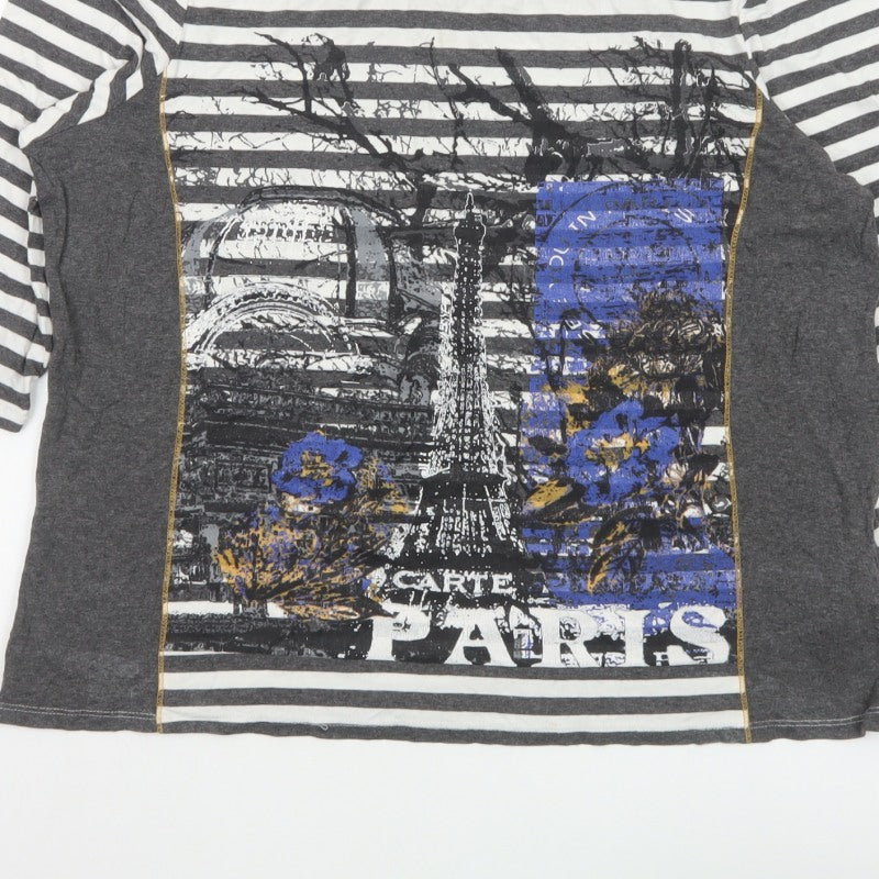 Lebek Women’s Multicoloured Stripe Paris Jersey Top UK 18 Long Sleeve