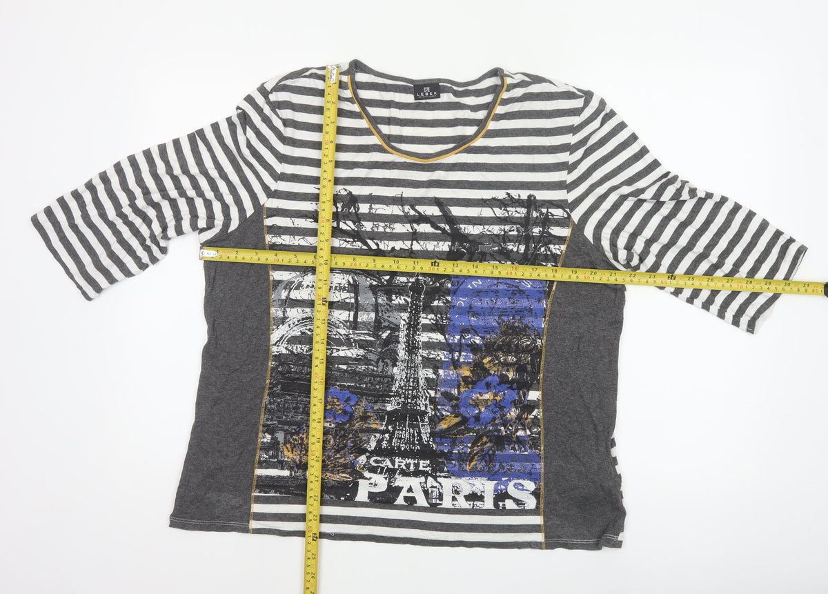 Lebek Women’s Multicoloured Stripe Paris Jersey Top UK 18 Long Sleeve