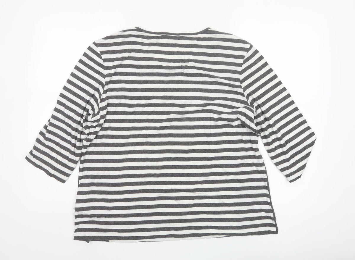 Lebek Women’s Multicoloured Stripe Paris Jersey Top UK 18 Long Sleeve